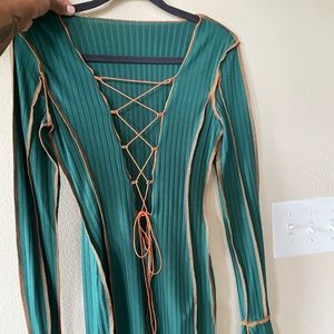 Open Front Green Lounge Dress